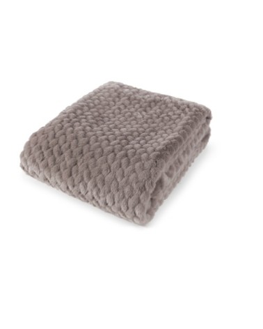 Plaid fausse fourrure taupe  avec doublure unie 200x150