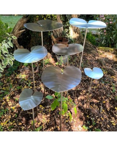 Feuilles de jardin nénuphar en aluminium et inox Lot de 6