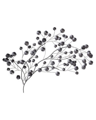 Déco murale fleurs en métal noir 136x73