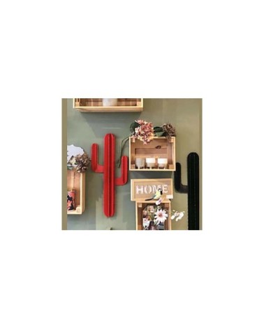 Cactus mural en aluminium rouge H70cm