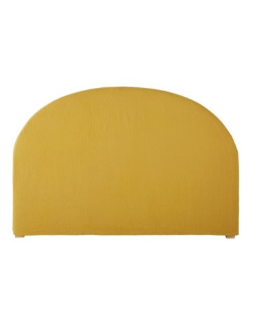 Housse de tête de lit 140 en gaze de coton bio jaune moutarde