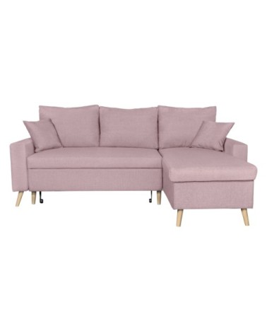 Canapé d'angle réversible et convertible - vieux rose
