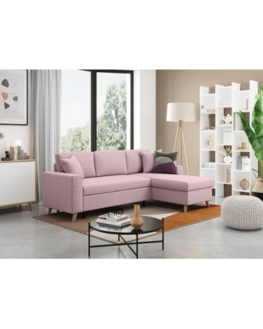 Canapé d'angle réversible et convertible - vieux rose