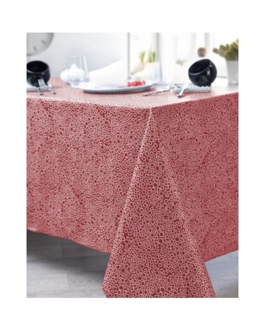 Nappe en coton enduit PVC rouge ronde 160 cm