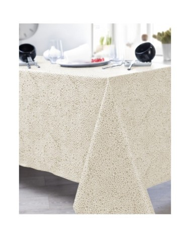 Nappe en coton enduit PVC crème 160x200 cm