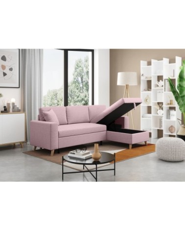 Canapé d'angle réversible et convertible - vieux rose