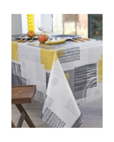 Nappe en coton enduit acrylique granit ronde 160 cm