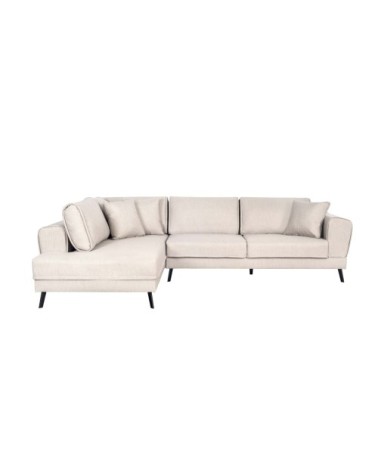 Canapé d'angle convertible 2 coffres en tissu - beige - angle gauche
