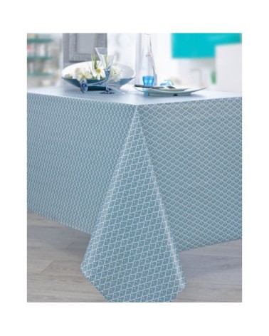 Nappe en coton enduit acrylique pétrole 160x160 cm