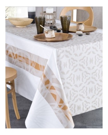 Nappe jacquard enduit acrylique camel 160x250 cm