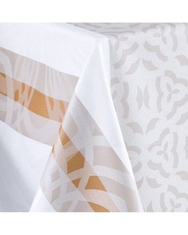 Nappe jacquard enduit acrylique camel 160x250 cm