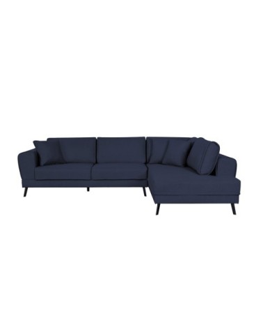 Canapé d'angle droit convertible 2 coffres en tissu - bleu foncé
