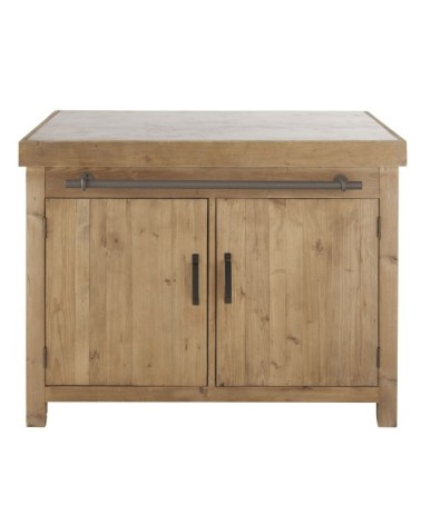 Billot cuisine 2 portes 4 tiroirs en pin recyclé effet vieilli