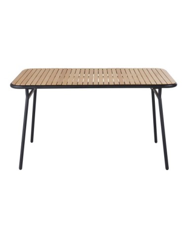 Table de jardin pliante en bois de hêtre et métal noir 6 personne