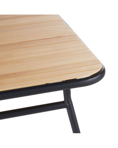 Table de jardin pliante en bois de hêtre et métal noir 6 personne