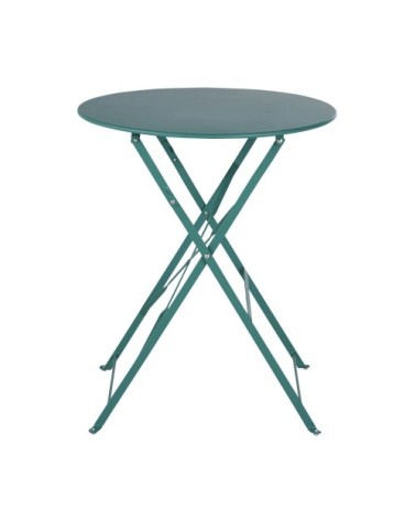 Table de jardin ronde pliable en acier vert 2 personnes D60