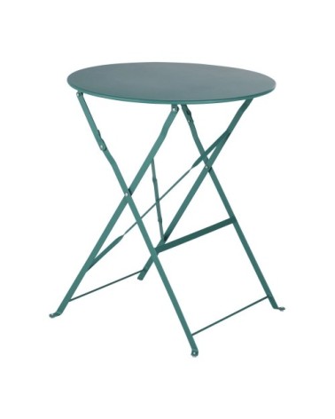 Table de jardin ronde pliable en acier vert 2 personnes D60