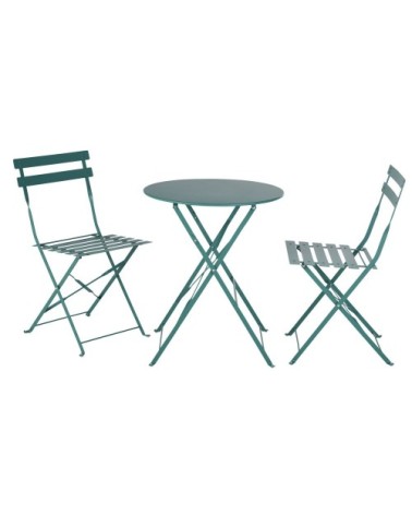 Table de jardin ronde pliable en acier vert 2 personnes D60