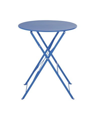 Table de jardin ronde pliable en acier bleu 2 personnes D60