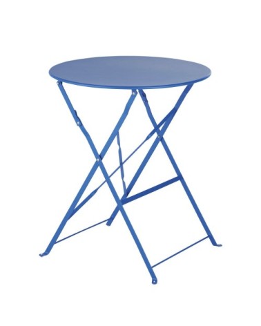 Table de jardin ronde pliable en acier bleu 2 personnes D60