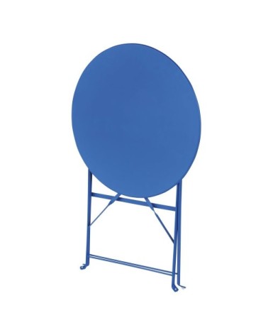 Table de jardin ronde pliable en acier bleu 2 personnes D60