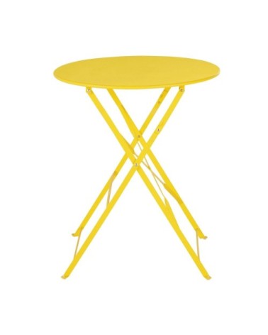 Table de jardin ronde pliable en acier jaune D60