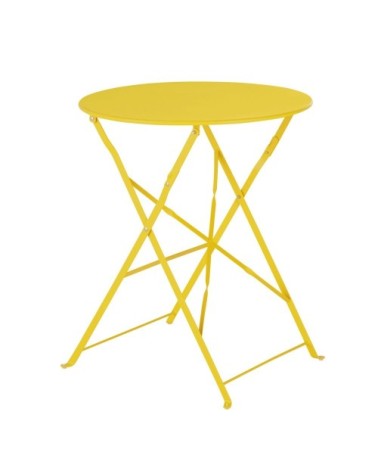 Table de jardin ronde pliable en acier jaune D60