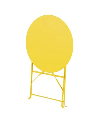 Table de jardin ronde pliable en acier jaune D60