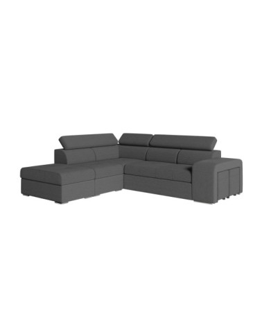 Canapé d'angle convertible en tissu - gris foncé - angle gauche