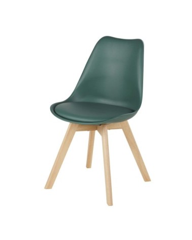 Chaise style scandinave vert foncé et bois d'hévéa