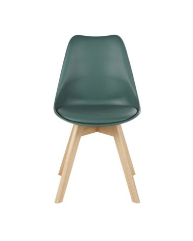 Chaise style scandinave vert foncé et bois d'hévéa