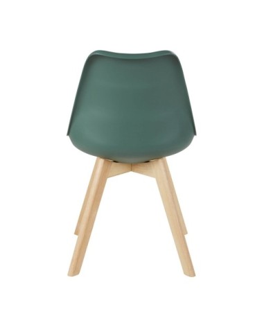 Chaise style scandinave vert foncé et bois d'hévéa