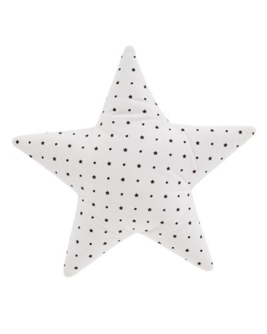 Coussin étoile en coton bio noir et blanc imprimé 45x45
