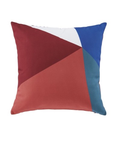 Coussin terracotta, écru, bleu et vert 45x45