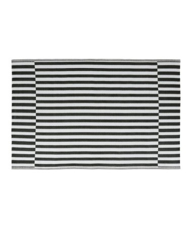 Tapis en polypropylène tissé motifs à rayures noires et blanches 120x180