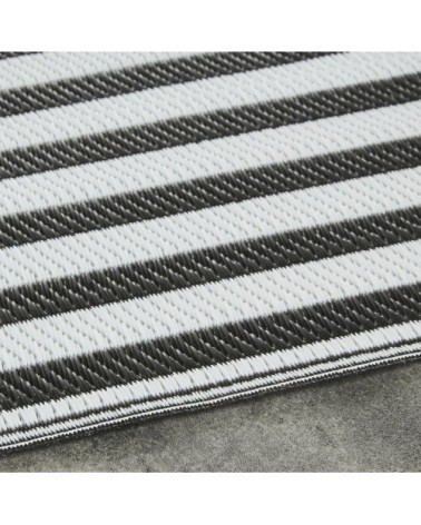 Tapis en polypropylène tissé motifs à rayures noires et blanches 120x180