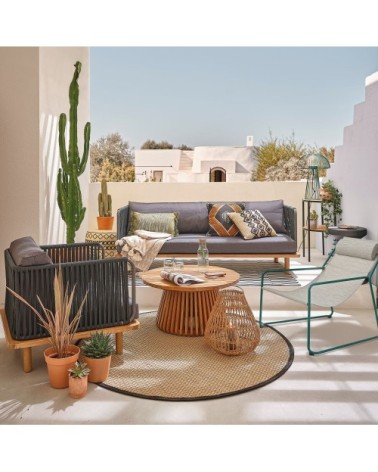 Tapis en polypropylène tissé motifs à rayures noires et blanches 120x180