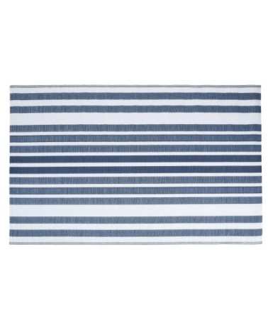 Tapis en polypropylène motifs à rayures blanches et bleues 180x270