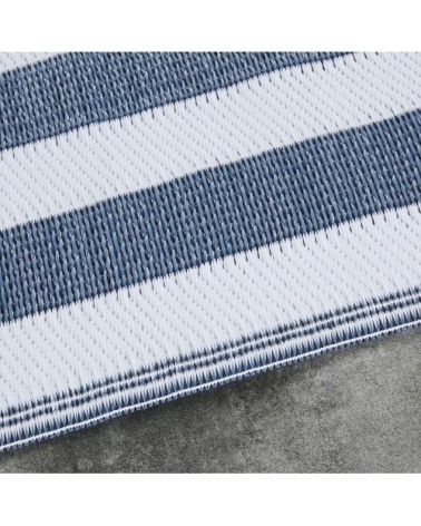 Tapis en polypropylène motifs à rayures blanches et bleues 180x270