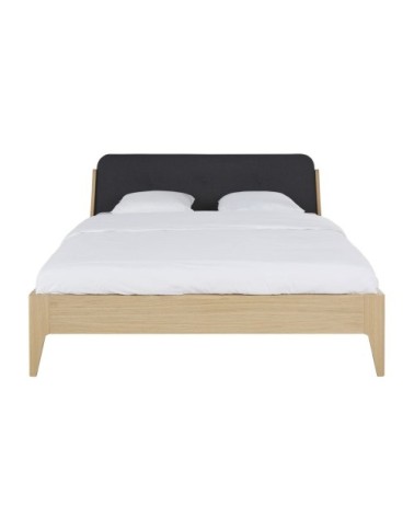 Lit avec tête de lit gris anthracite 180x200