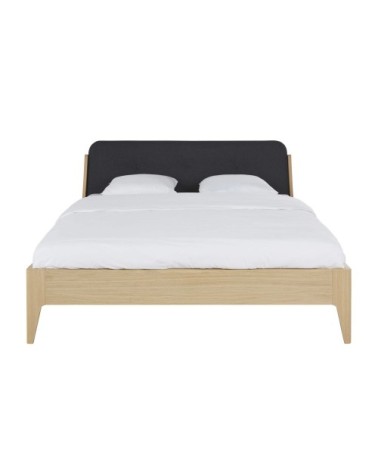 Lit avec tête de lit gris anthracite 160x200