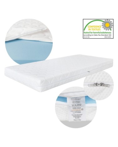 Matelas 200x90x16 cm déhoussable certifié Oeko-Tex 100, housse lavable