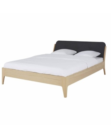 Lit avec tête de lit gris anthracite 140x190