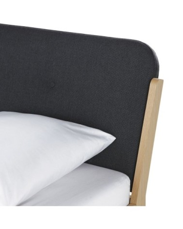 Lit avec tête de lit gris anthracite 140x190