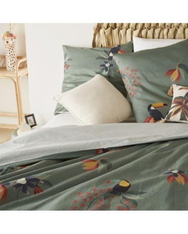 Parure de lit en coton bio motif tropical multicolore 260x240