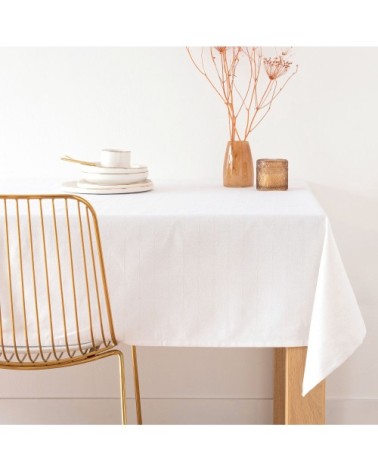 Nappe motif floral tissé jacquard écru et doré 150x250