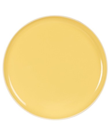 Assiette plate en grès jaune