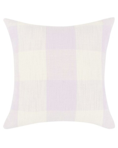 Housse de coussin en coton recyclé motifs à carreaux blancs et violets 40X40