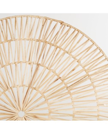 Déco murale cercles en rotin tressé beige 129x98