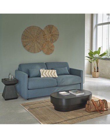 Déco murale cercles en rotin tressé beige 129x98